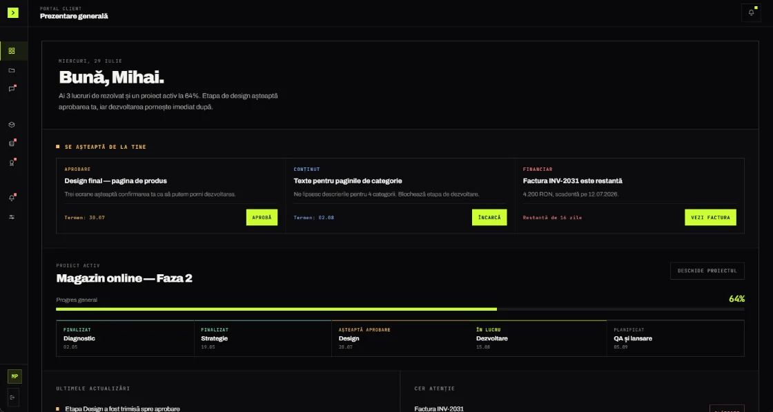 Ryft OS — portal client și panou de administrare
